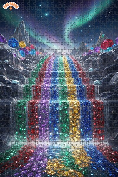 Teona Ahşap لغز خشبي بإطار مزدوج الطبقات على شكل شلال مرصع بالأحجار الكريمة ب...