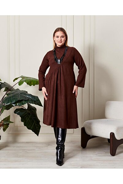 Zer Otantik М'яка сукня з еластичною тканиною, коричнева