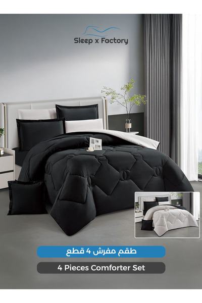 Sleep x Factory 4-Piece Microfiber Comforter Set – 140×200 cm, Soft & Lightwe...