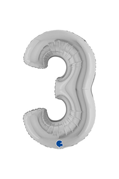 PARTİ SEPETİ بالون فويل رقمي فضي 26 بوصة (66 سم) إيطالي