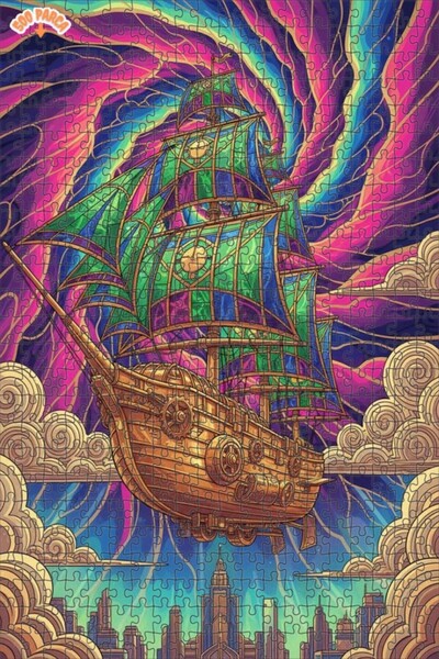 Teona Ahşap لغز خشبي بإطار ذو طابقين بمظهر لوحة زيتية لسفينة بخارية عائمة في ...