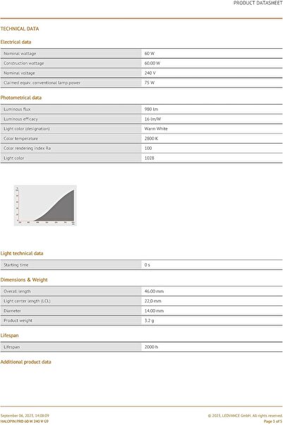 Osram مصباح هالوجين مقاوم للحرارة من نوع هالوبين، بقدرة 40 واط، وجهد 240 فولت...