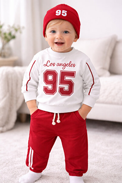 Uğur bebe Boy's premium 3-piece tracksuit set - los angeles 95 sweatshirt, jo...