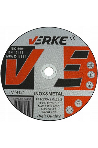 VERKE Stainless steel/metal cutting disc, 230mm, V44121,