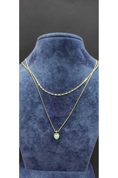 KirLiNova Double Layer Minimal Necklace with Heart Figure - Gold