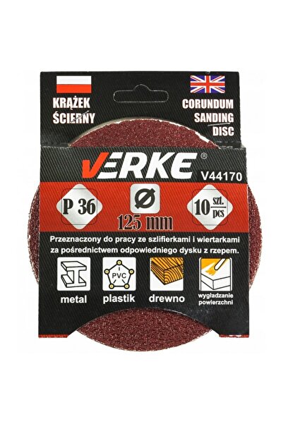 VERKE Abrasive disc, 125mm 10pcs, V44170,