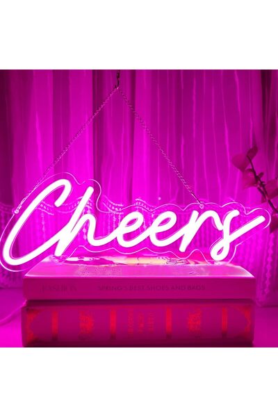 Slasa Cheers Neon Sign 42x17.8 cm Pink LED – Acrylic with Base