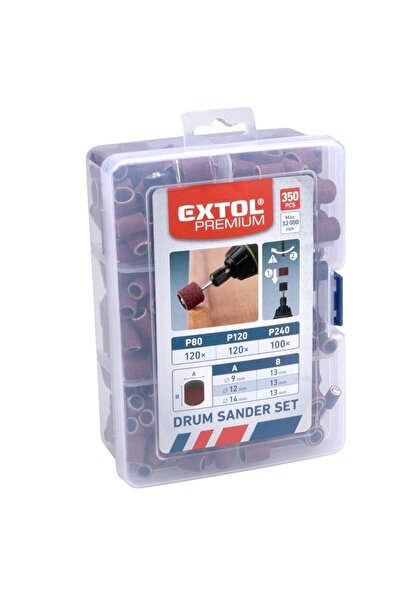 Extol Premium Set of 350 pieces, Extol Premium, mini sanding drums, for mini ...