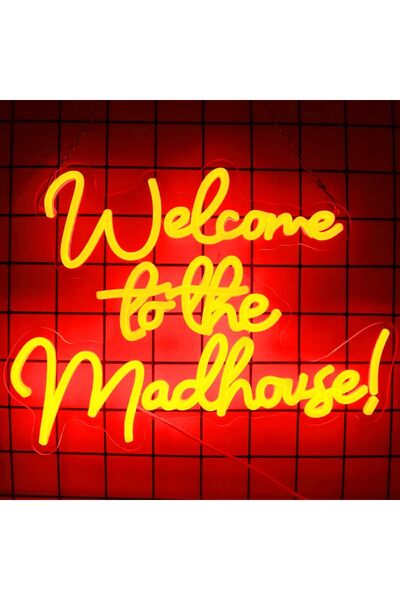 Slasa Welcome to the Mad House Neon Sign 30x39.9 cm Orange LED – Acrylic with...