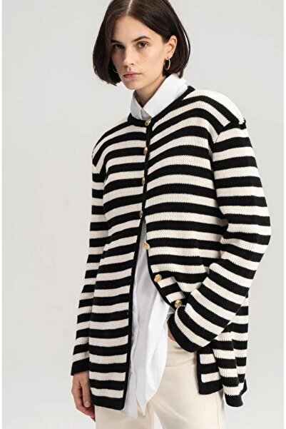 Touche GOLD DÜĞMELİ UZUN ÇİZGİLİ HIRKA