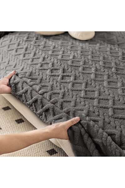 Generic 180*130cm-Geometric Jacquard Plush Warm Sofa Couch Cover, Soft Funny ...