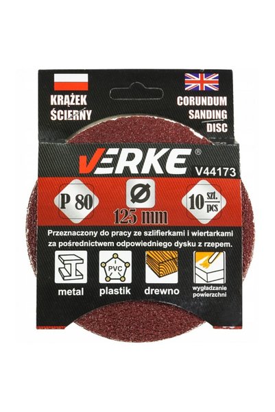 VERKE Abrasive disc, 125mm 10pcs, V44173,