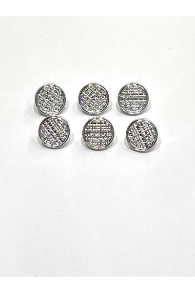 karantuhafiye Straw Model Metalized Cardigan Vest Button / Set of 6 / Silver ...
