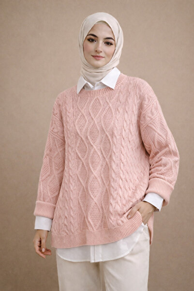 Kirazgym Honeycomb Textured Casual Knit Sweater – Powder