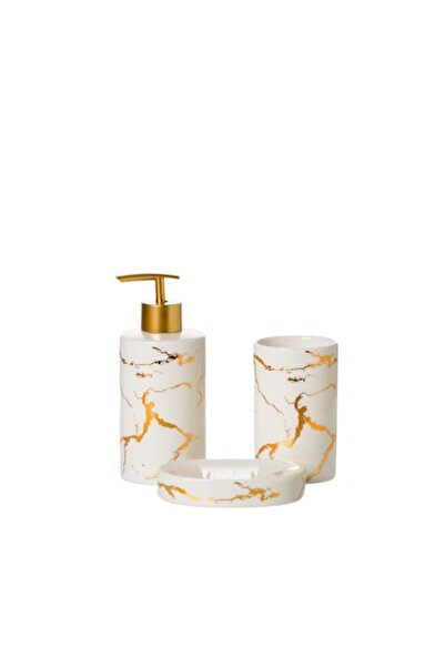 ANGMAD Set 3 piese baie portelan model marmura