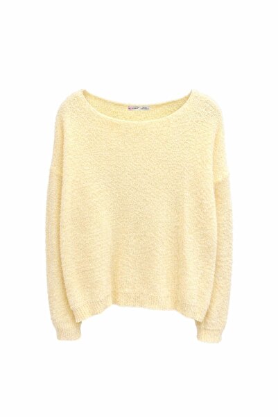 Mixray 6991 women's boat neck soft textured sweater yellow