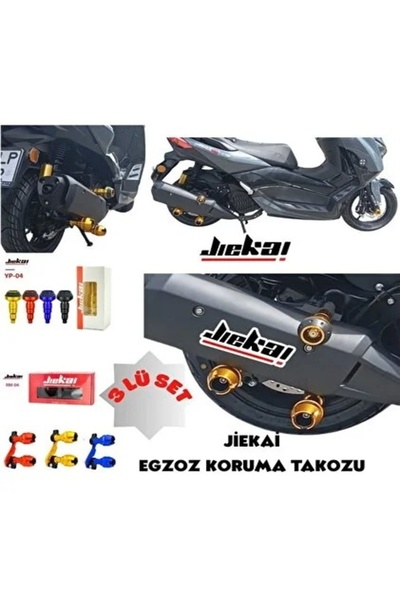 JK Yamaha Xmax 250-400 Uyumlu *MAVİ* 3 Lü Cnc Egzoz Koruma Takozu (3'LÜ SET)