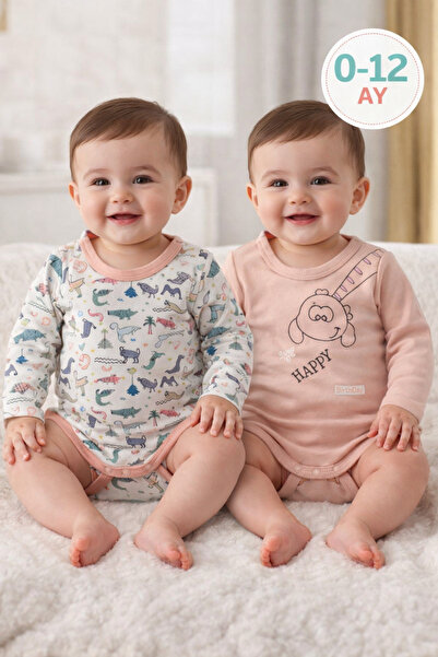 Babyhola 0-12 Ay Kız Erkek Bebek Uzun Kol Çıtçıtlı Badi İkili Set %100 Pamuk ...