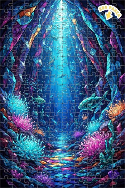 Teona Ahşap Kristal Denizaltı Rüyası Çift Katlı Çerçeveli Ahşap Puzzle 200 PA...