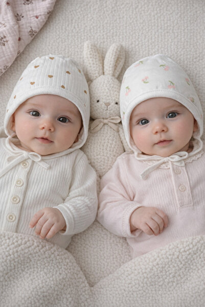 greenmoss 100% Cotton Reverse Stitch 2-Piece Baby Beanie