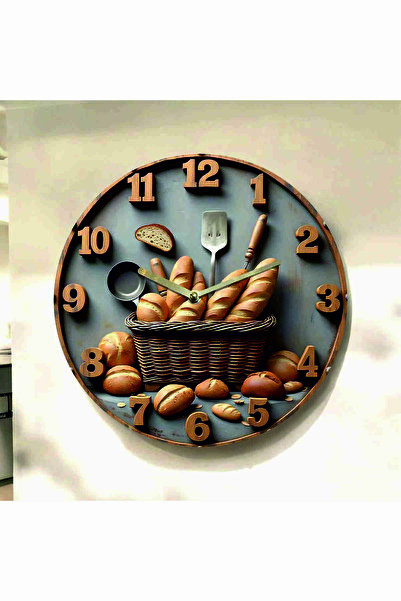 AA Shop Fırın Ekmek Cafe Renkli Baskı Desenli Sayılı Hediyelik Ahşap Sessiz T...