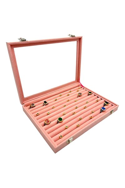 sezginkutuveaksesuar Yüzük ve Koldüğmesi Kutusu Camlı Pembe