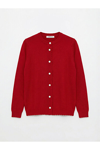 LC Waikiki Mg Trenden Red Crew Neck Women's Knitwear Cardigan