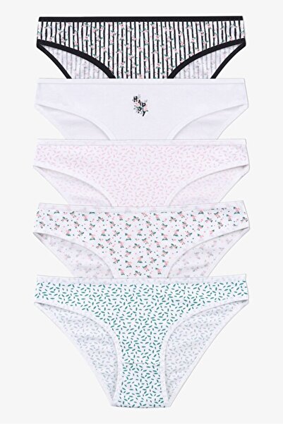 Tusebu 5-Piece Women's Cotton Bikini Panties Set Patterned Mixed Color