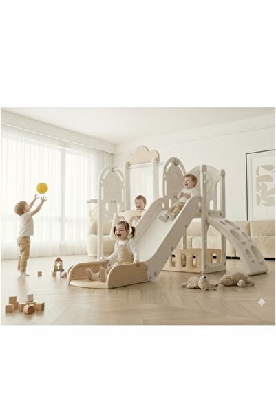 FULLJOY 3 in 1 Kids Slide and Swing Set with Basketball Hoop, Indoor and Outd...