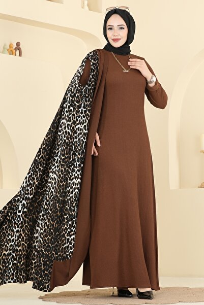 ModaMerve Desenli Bürümcük Yelekli Takım 0350ERK1158-MS Desen 1 Taba