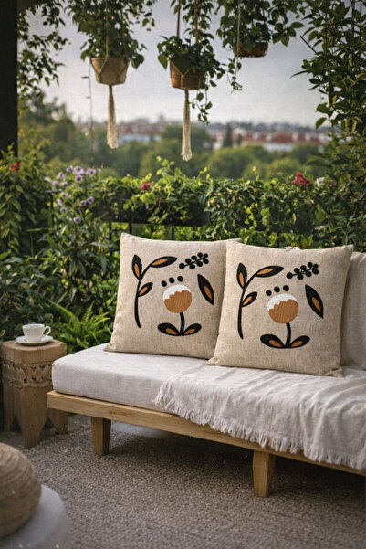 MODA Husă decorativă pentru pernă, cu design modern, brodată, din 2 piese