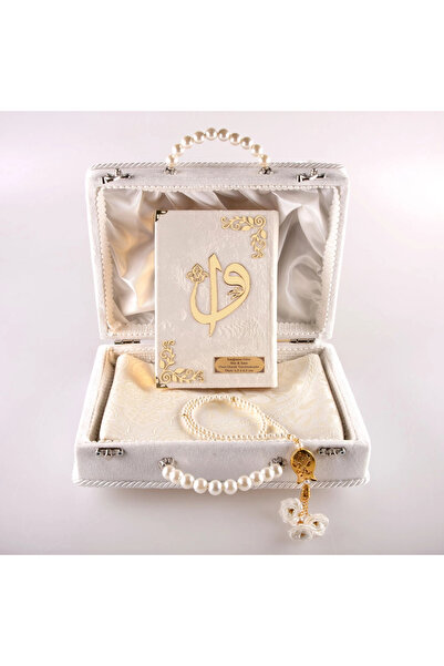 Hayrat Neşriyat Beaded Box Dowry Set, Prayer Rug + Rosary + Quran Gift Set (B...