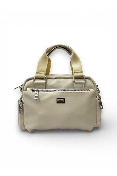 Sanmorris Women's Multi-Compartment Cream Colored Adjustable Crossbody Hand a...