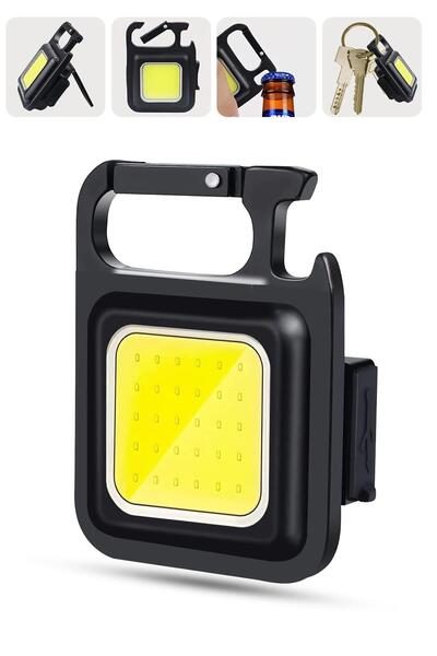 Telvesse 4 MOD Şarjlı Anahtarlık El Feneri Mini Boy Karabina Askılı COB LED L...