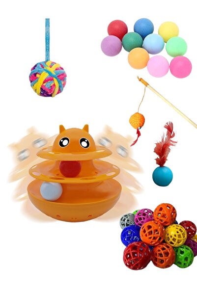 bite pet مجموعة ألعاب القطط هاتشي ياتم مع وعاء طعام من طبقتين