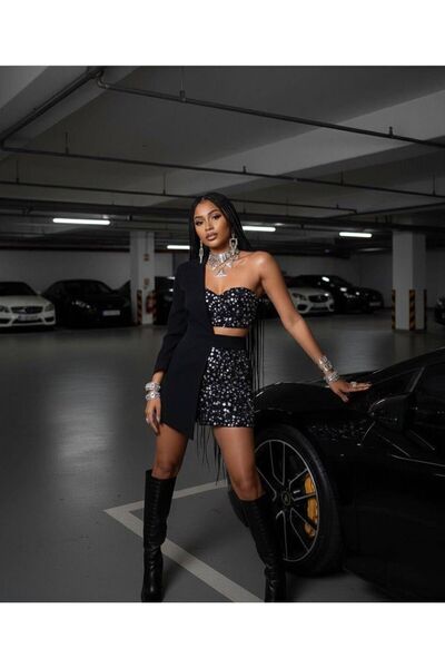 EtikaOnline Crep kumaş şort detaylı ceket elbise