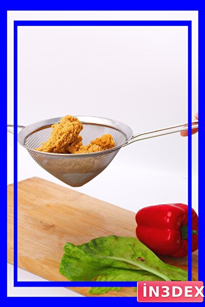 İN3DEX مصفاة مطبخ مخروطية من الفولاذ المقاوم للصدأ بقطر 10 سم مع مقبض