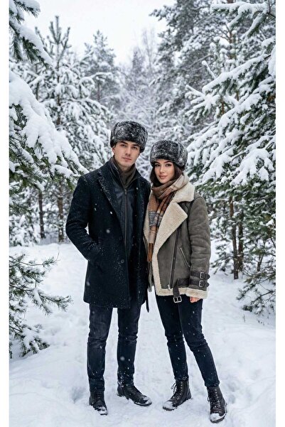 LAGRANZE طقم شتوي للجنسين من قبعة الفرو من سيفجي كومبيني