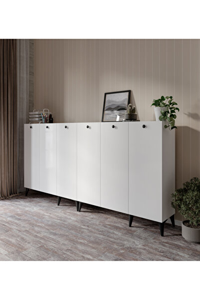 Afilli 6 Kapaklı 8 Raflı Yatay Dosya Dolabı Ve Çok Amaçlı (TAMAMI MDF)