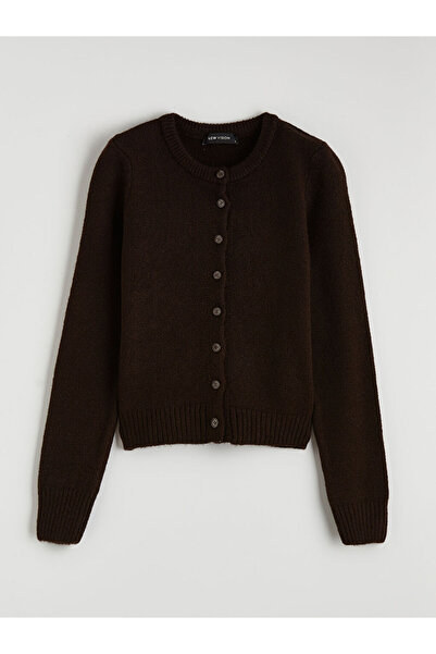 LC Waikiki Mg Trenden Brown Crew Neck Women's Knitwear Cardigan