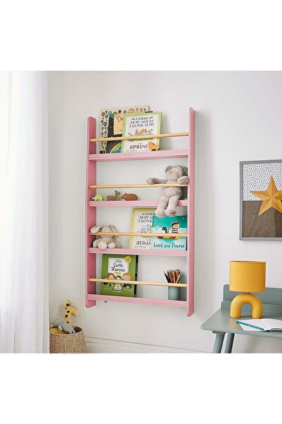 Woodymoda Duvara Monte Çocuk Kitaplığı – Ahşap Montessori Kitap Rafı, Oyuncak...