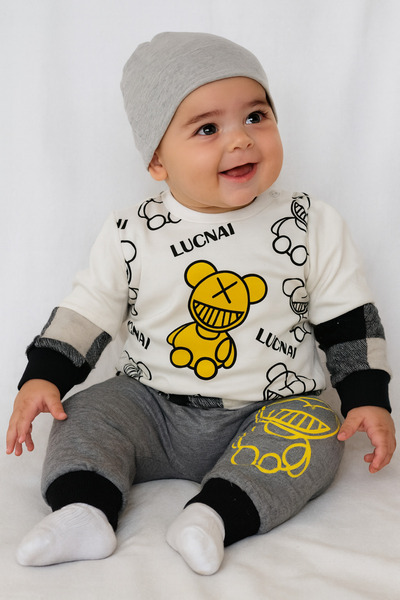 Otto Erkek Bebek Üç İpli 2'li Takım Gömlek Detaylı %100 Pamuk