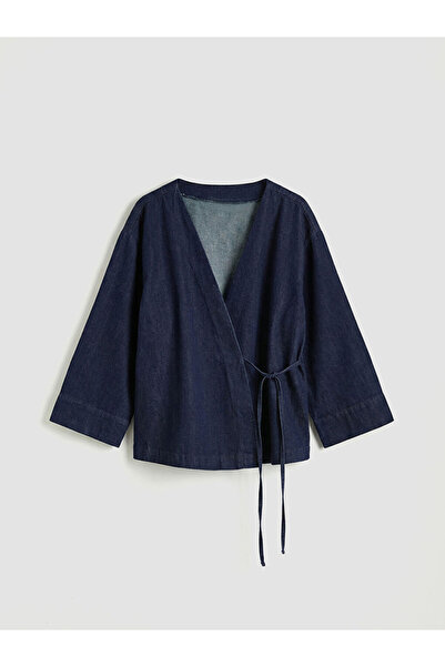 LC Waikiki Kimono din denim pentru femei Indigo K decolteu petrecut în V