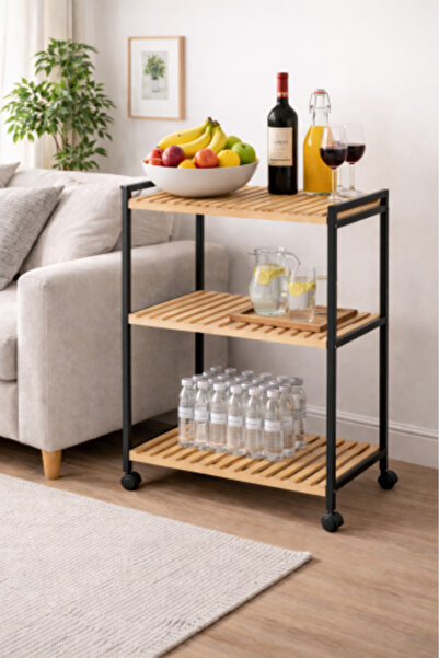 HOMEZ NEED عربة ضيافة أنيقة بثلاثة أرفف - تصميم عصري فاخر