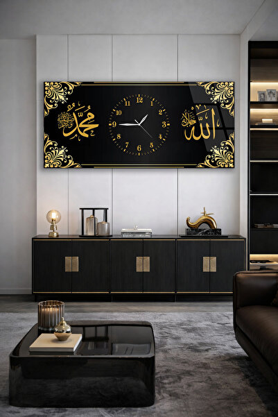 Olinpa KIRILMAZ CAM DUVAR SAATİ , HEM TABLO HEM SAAT ALLAH VE MUHAMMED YAZILI...