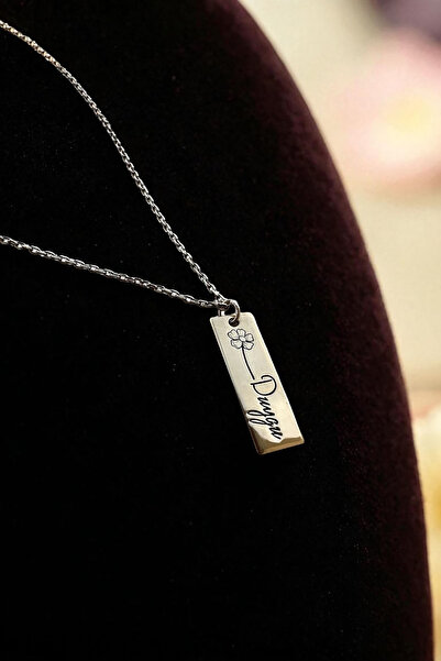 Mualla Collection 925 Ayar Gümüş Kişiye Özel İsimli Dikdörtgen Kolye – Altın ...