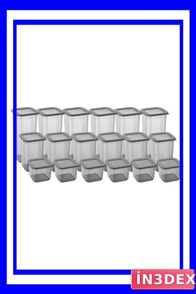 İN3DEX طقم برطمانات تخزين ثلاثية الأبعاد ملونة مدخنة 18 قطعة