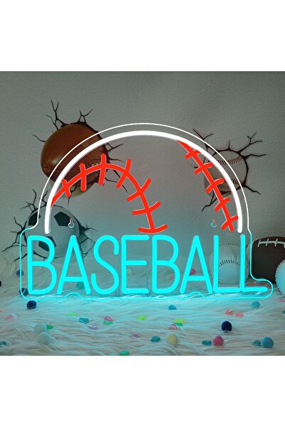 Slasa Baseball LED Neon Sign – 29x42 cm Blue Sports Wall Light for Bedroom & Gym