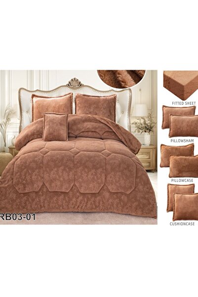 alzawia Single velvet faux fur bedspread, 4 pieces