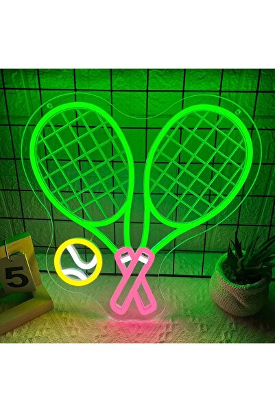 Slasa Tennis LED Neon Sign – 33x33 cm Sports Wall Decor for Boys & Teens
